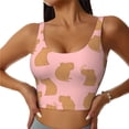 thumbnail image 1 of Sports Bras For Women Workout Tank Tops, Bird Capybaras Pink Running Vest With Removable Cups, 1 of 2