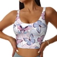 thumbnail image 1 of Sports Bras For Women Workout Tank Tops, Butterflies In Pastel Running Vest With Removable Cups, 1 of 2