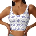 thumbnail image 1 of Sports Bras For Women Workout Tank Tops, Cartoon Cute Cat Purple Running Vest With Removable Cups, 1 of 2