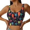 thumbnail image 1 of Sports Bras For Women Workout Tank Tops, Colorful Wine Glass Print Running Vest With Removable Cups, 1 of 2