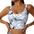 thumbnail image 1 of Sports Bras For Women Workout Tank Tops, Cute Toucan Monstera Palm Leaves Running Vest With Removable Cups, 1 of 2