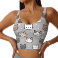 thumbnail image 1 of Sports Bras For Women Workout Tank Tops, Elegant Cartoon Cute Cat Face Running Vest With Removable Cups, 1 of 2