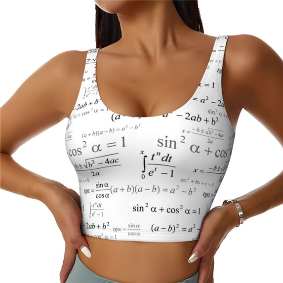 Sports Bras For Women Workout Tank Tops, Equation Math Print Running Vest With Removable Cups