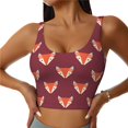 thumbnail image 1 of Sports Bras For Women Workout Tank Tops, Fox Print Burgundy Running Vest With Removable Cups, 1 of 2