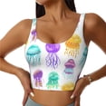 thumbnail image 1 of Sports Bras For Women Workout Tank Tops, Green Yellow Purple Jellyfish Running Vest With Removable Cups, 1 of 2