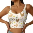 thumbnail image 1 of Sports Bras For Women Workout Tank Tops, Hand Drawn Cute Chicken Flower Running Vest With Removable Cups, 1 of 2