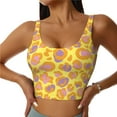 thumbnail image 1 of Sports Bras For Women Workout Tank Tops, Leopard Yellow Abstract Print Running Vest With Removable Cups, 1 of 2