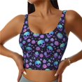 thumbnail image 1 of Sports Bras For Women Workout Tank Tops, Purple Skull Flower Running Vest With Removable Cups, 1 of 2