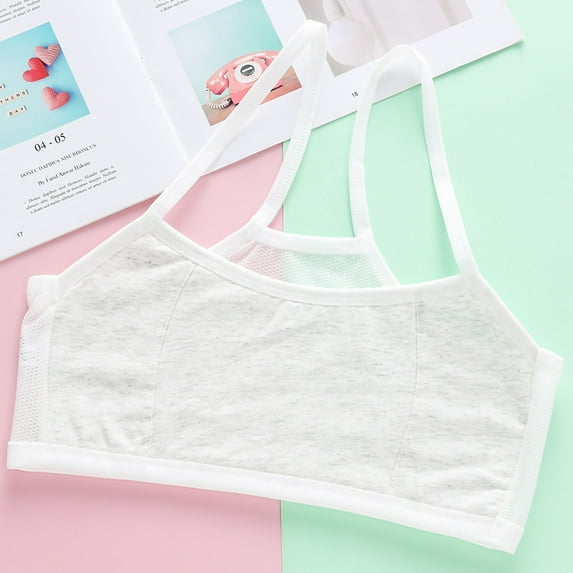 Sports Bras for Girls Size 7-9 Lightweight Stretchy Pullover Training Bralettes Kids Solid Breathable Hollow-Out Full-Coverage Underwear Bra