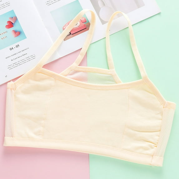 Sports Bras for Girls Size 7-9 Lightweight Stretchy Pullover Training Bralettes Kids Solid Breathable Hollow-Out Full-Coverage Underwear Bra