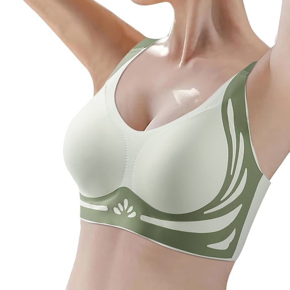 Sports Bras For Older Women Sexy Push Up Bralettes For Women Padded Smoothing Wireless Lifting Bras Seamless Bralette Comfortable No Underwire Bralettes Full Coverage Everyday Bras Green,L