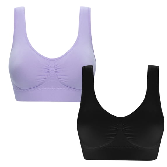 Sports Bras for Women 2PC Womens Solid Color Sports Bra Beautiful Back Backless Shoulder Strap Waist Tied Bra Brassiere Womens Bras Summer Plus Size Bras for Women