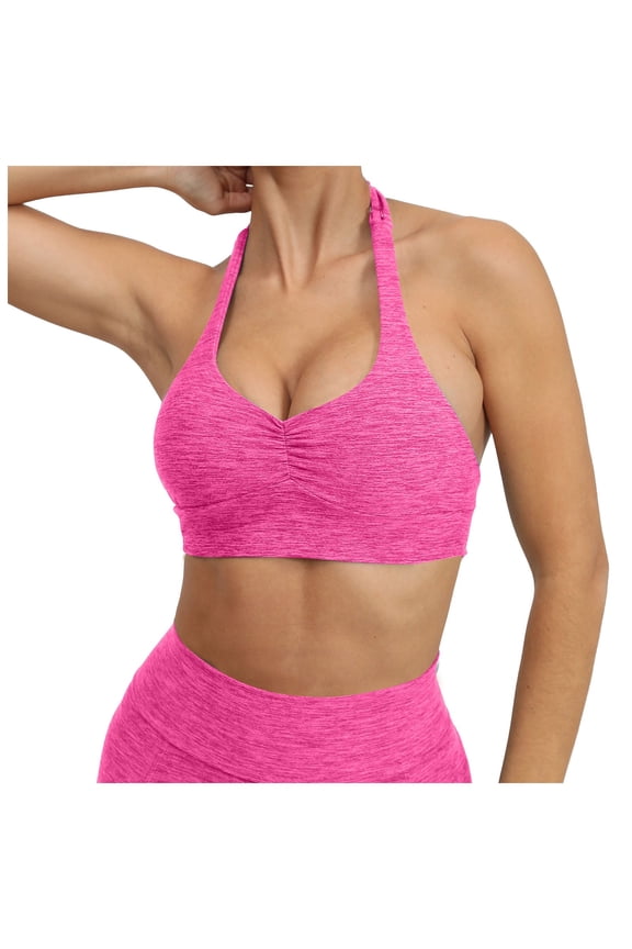 Sports Bras for Women Breathable Workout Bra for Gym Backless Padded Longline Sports Bra for Women V-Neck Ruched Yoga Crop Top with Wide Straps and Cross Back Design
