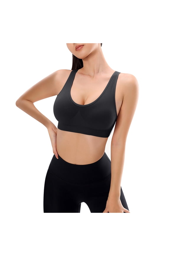 Sports Bras for Women Casual Solid Color Womens Sport Bras Yoga Comfy Underweat Women Cross Back Smoothing Lightly Cooling Bras Beauty Back Lined Wire Classic Womens Bras（Black,L）