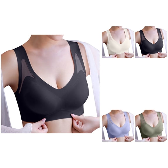 Sports Bras for Women Comfortable Bras for Women Seamless Women's Sports Bras with Removable Pads 3/4/6 Pack Wireless Comfortable Thin Yoga Sleep Bras for Small to Large Sizes