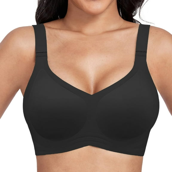 Sports Bras For Women Full-Coverage Everyday Bras Womens Seamless Wireless Supportive Bra Push Up Comfort Soft No Underwire Full Coverage T-Shirt Bra M-3Xl Black,XXXL