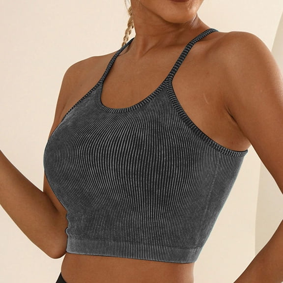 Sports Bras For Women Knit Padded Push Up Comfort Racerback Spaghetti Thin Strap Workout Yoga Gym Fitness Tops Womens Bras No Underwire Front Closure Padded Sports Bra plus Sized Sports Bra Sports Bra