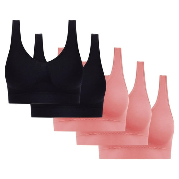 Sports Bras for Women Large Bust Comfortable Wire-Free Seamless Bra - Breathable Racerback With Light Lift, 5-Piece Pack Watermelon Red S-4XL Up To 65% Off!