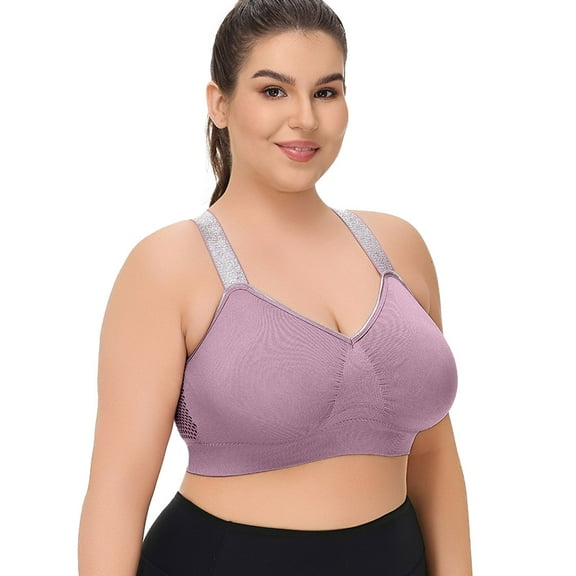 Sports Bras For Women Large Bust High Support Women's Beauty Back Smoothing Wireless Brafull Coverage Bras Breathable Comfort Wireless Bra Light Purple,XL