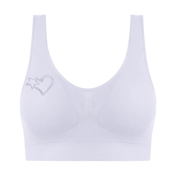Sports Bras for Women Large Bust Hot Drill Comfortable Non - Underwire Comfortable One - Piece Gathering Non - Trace Vest Type Breathable Bra Underwear White Up to 65% Off!