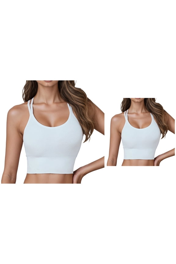 Sports Bras for Women Low Impact Sports Bra V-Neck Padded Seamless Bralette with Adjustable Straps Comfortable Everyday Basic for Home Sleep & Casual Wear Versatile All-Season Fit