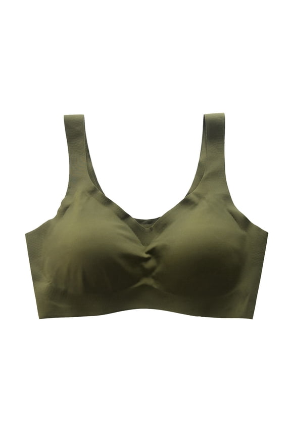 Sports Bras for Women Medium Support Bra Seamless Ice Silk Sleep Bra for Women Comfortable Wireless Sports Bra Breathable Running Tank Top Gathered Sleepwear Vest