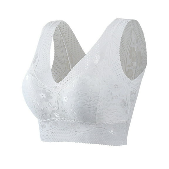 Sports Bras for Women Padded Fashion Lace Backless Solid Strap Wrap Hollow Out Bra Underwear V-Neck Padded Bra Feature Hook and Eye Closure Sport Bra Style Y-17 , White One Size