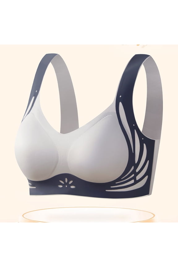 Sports Bras for Women Plus Size, Xunlbb Women's Liquid Seamless Soft Support Bra Without Steel Ring Fixed Cup Thin Comfortable Gathering And Lifting Sports Back Bra(Blue,L)