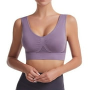 SINPILING Sports Bras for Women with Removable Padded Plus Size S-6X Pullover Push-Up Wirefree Underwear Solid Hollow Out High-Impact Workout Bralettes