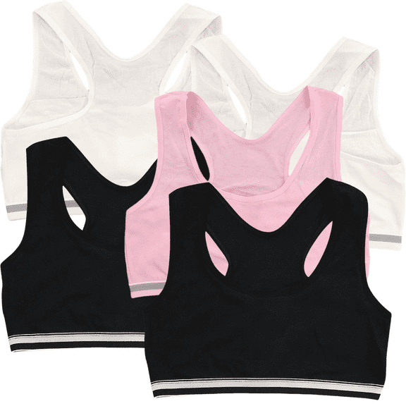 Sports Bras for Girls 10-12 Racerback Straps & Soft Elastic Cotton & Spandex 10 to 16 Years Girls Seamless Training Bras Underclothe 5Pcs