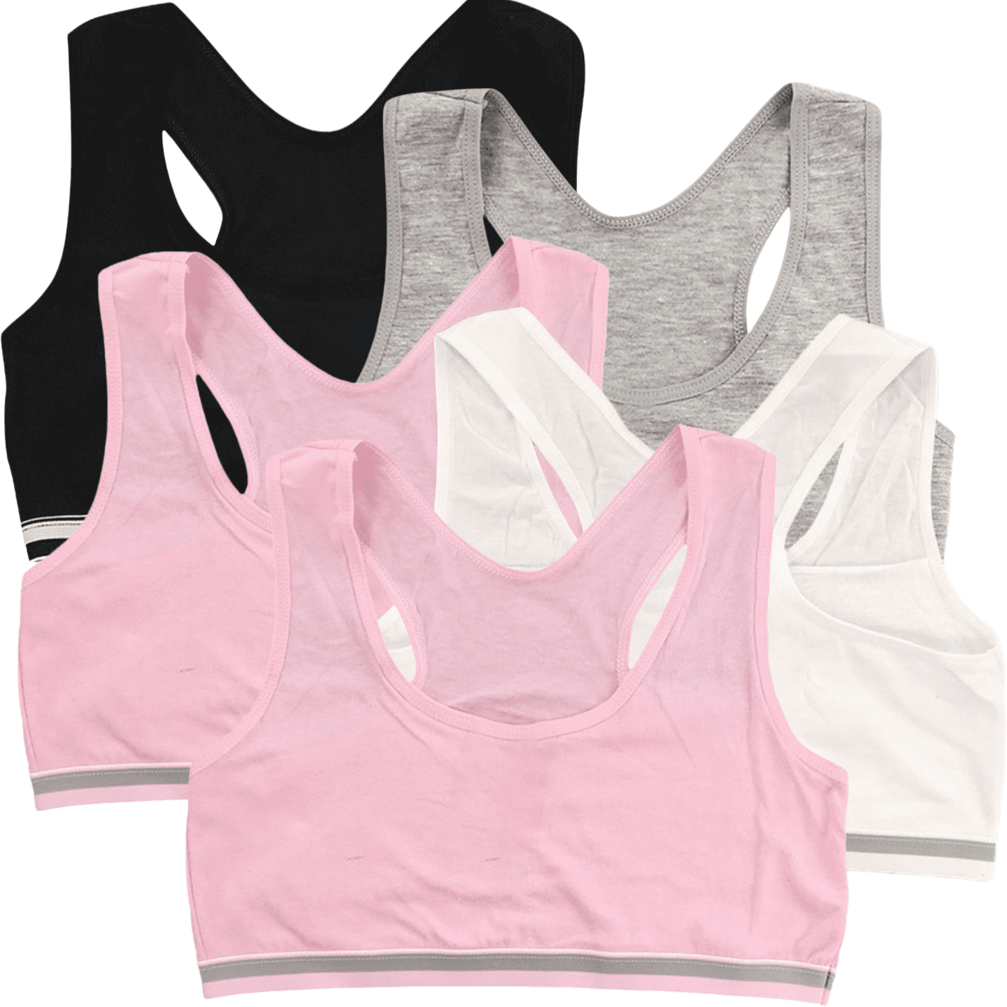 Sports Bras for Girls 7/8 Racerback Straps & Soft Elastic Cotton & Spandex 10 to 16 Years Girls Seamless Training Bras Underclothe 5Pcs