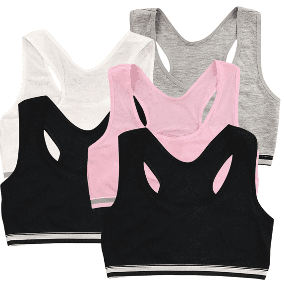 Sports Bras for Girls 9-11 Racerback Straps & Soft Elastic Cotton & Spandex 10 to 16 Years Girls Seamless Training Bras Underclothe 5Pcs