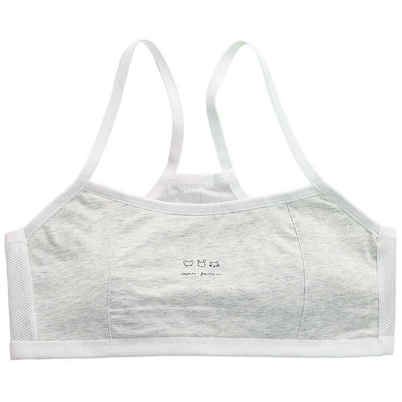 Sports Bras for Girls Size 12-14 Training Bras Spaghetti Straps Seamless Wireless Underwear Camisole Breathable Cotton Bralettes Grey 9-13 Years