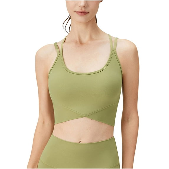 Sports Bras for Running Women Convertible Bra Feature V-Neck Sport Bra Style W-875 Green-a M
