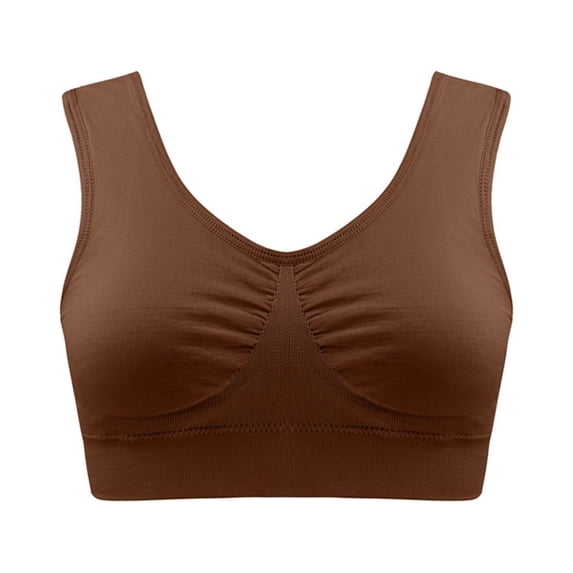 Sports Bras for Running Women Seamless Bra Feature V-Neck Nursing Bra Style W-1096 Coffee S