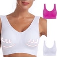 thumbnail image 1 of Sports Bras for Women 2 Pack Plus Size S-6X No Underwire Push Up Underwear Casual Solid Comfort Stretchy Pullover Support Workout Bralettes, 1 of 8