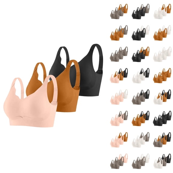 Sports Bras for Women 3 Pack Comfortable Seamless Adjustable Support Fitness Athletic Bralettes Workout Bra