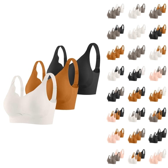 Sports Bras for Women 3 Pack Comfortable Seamless High Support Bralettes Workout Exercise Gym Bra