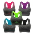 thumbnail image 1 of Sports Bras for Women 5 Pack Racerback Yoga Bra Athletic Seamless Quick Dry Supportive Full-Figure Bras for Gym Workout, 1 of 8