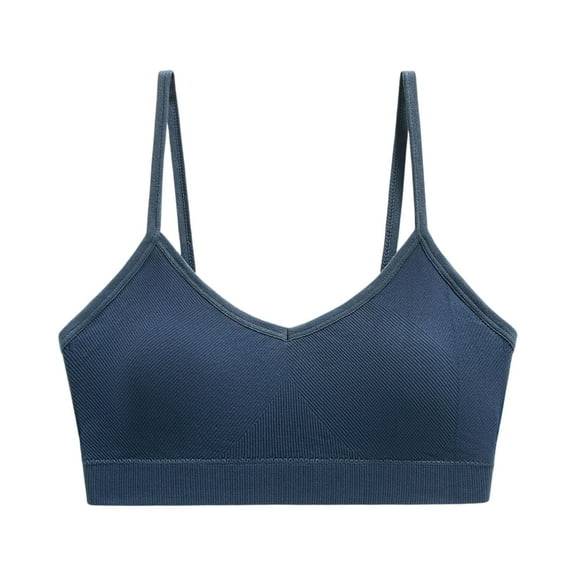 Sports Bras for Women Athletic Breathable Workout Gym Yoga Activewear Seamless High Impact Gather Bra L 05-Dark Blue