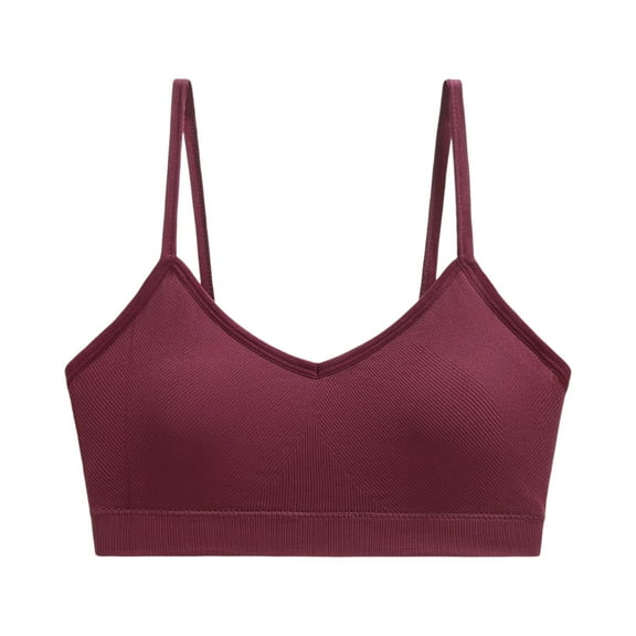 Sports Bras for Women Athletic Breathable Workout Gym Yoga Activewear Seamless High Impact Gather Bra L 10-Wine