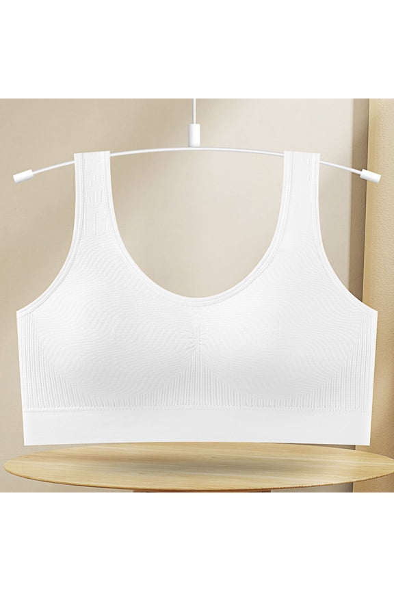 Sports Bras for Women Breathable Padded Wireless Push Up Bralettes Ladies Casual Solid Color Stretchy Pullover Full-Coverage Support Underwear Bra