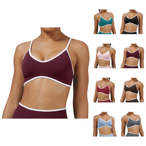 Sports Bras for Women Color Block High Support Seamless Running Exercise Yoga Gym Athletic Bralettes Workout Bra