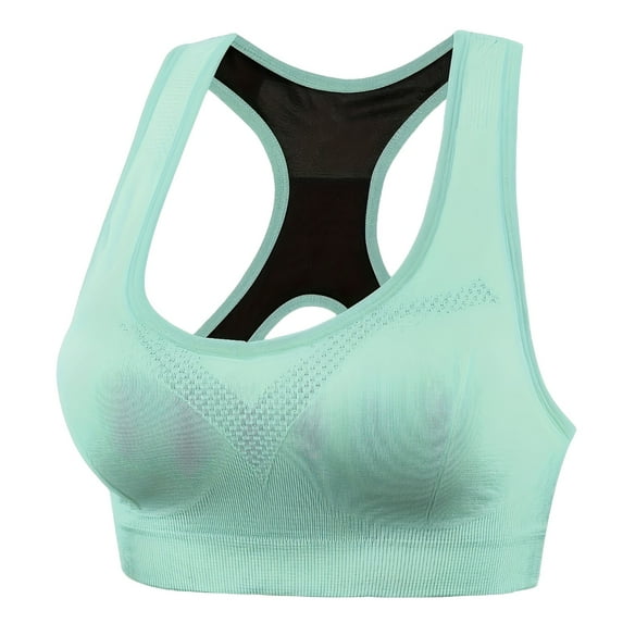 Sports Bras for Women, Comdrip Women's Color Blocked Back Hollow Vest Gathering Yoga Running Sports Bra High Impact Sports Bras for Women Green XL