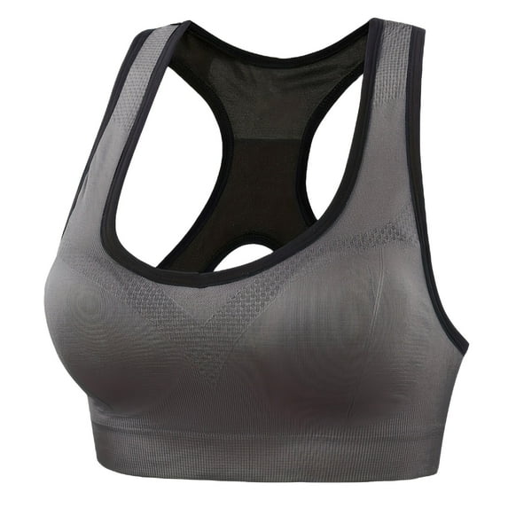 Sports Bras for Women, Comdrip Women's Color Blocked Back Hollow Vest Gathering Yoga Running Sports Bra High Impact Sports Bras for Women Grey2 S