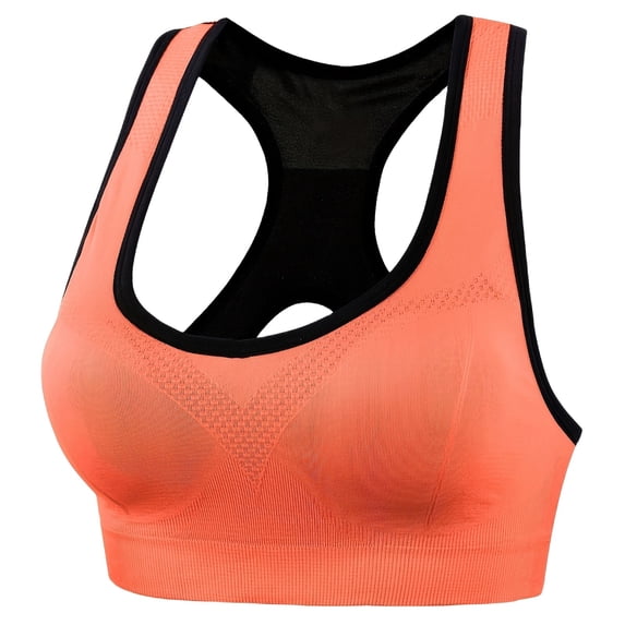 Sports Bras for Women, Comdrip Women's Color Blocked Back Hollow Vest Gathering Yoga Running Sports Bra High Impact Sports Bras for Women orange XL