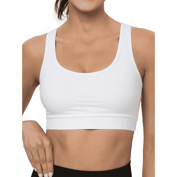 SOMER Sports Bras for Women, Wireless High Impact Support Workout Bra, Comfortable Padded Fitness Gym Running Sports Bra, White