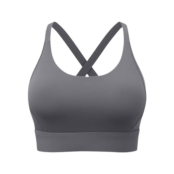 Sports Bras for Women Criss Cross Back Padded Strappy Breathable Bralettes Push up Support Yoga Fitness Underwear (S, Dark Gray)