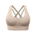 thumbnail image 1 of Sports Bras for Women Criss Cross Back Padded Strappy Breathable Bralettes Push up Support Yoga Fitness Underwear (XXL, Beige), 1 of 5