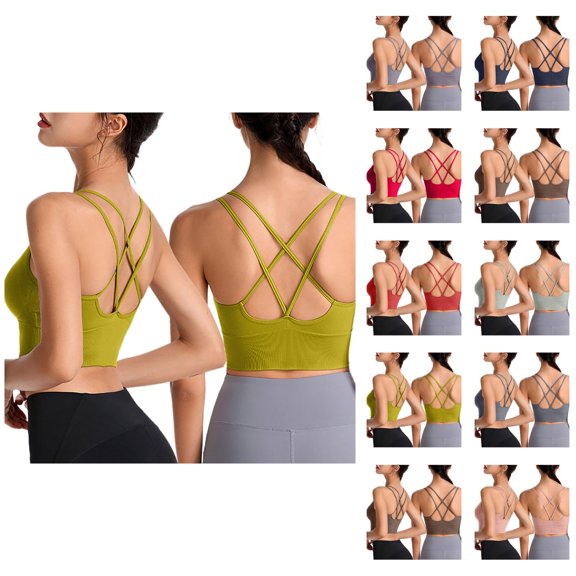 Sports Bras for Women Criss Cross Strappy Bra No Underwire Racerback Moisture Wicking Tank Top Bralettes Workout Bra
